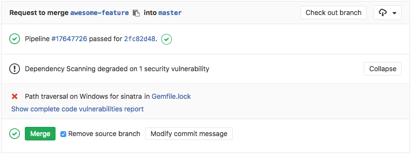 Dependency Scanning Widget